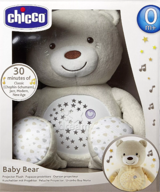 Chicco First Dreams plīša lācītis projektors Beige