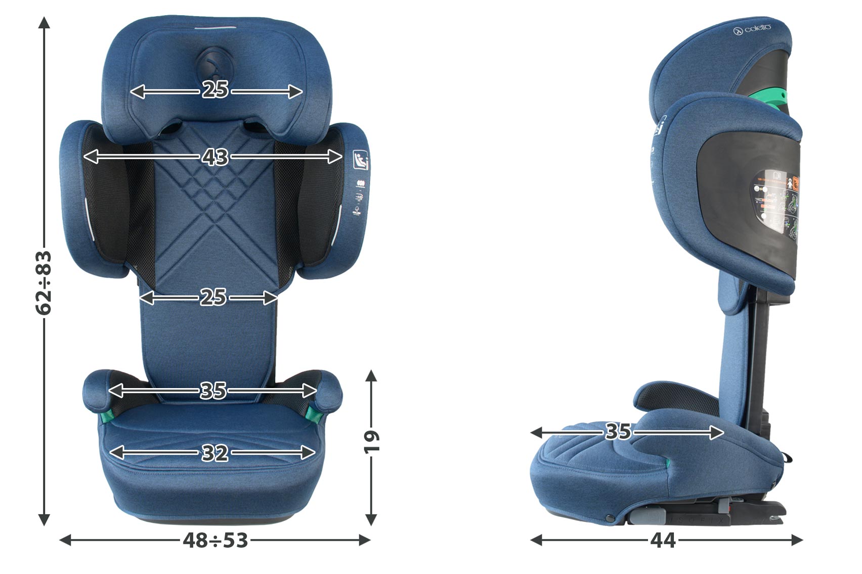 Coletto Avola I-Size Grey Bērnu autosēdeklis 15-36 kg