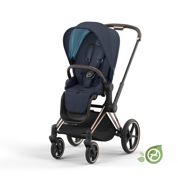 Cybex e-Priam Dark Navy Eco/ Conscious Rosegold frame Pastaigu rati