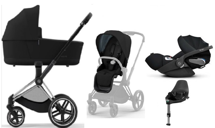 Cybex e-Priam Deep Black Chrome black frame Bērnu rati 4in1