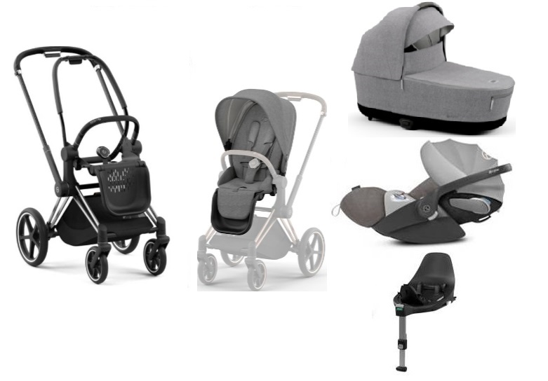 Cybex e-Priam Manhattan Grey Plus Chrome black frame Bērnu rati 4in1