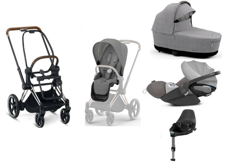 Cybex e-Priam Manhattan Grey Plus Chrome brown frame Bērnu rati 4in1