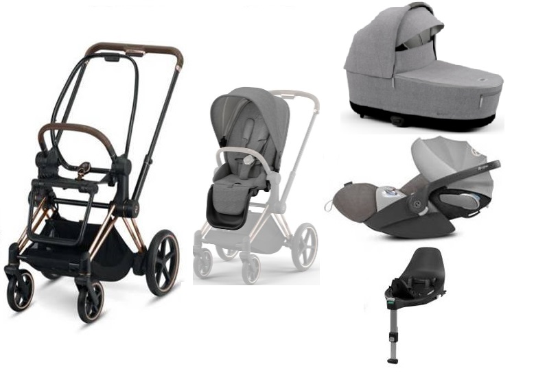 Cybex e-Priam Manhattan Grey Plus Rosegold frame Bērnu rati 4in1