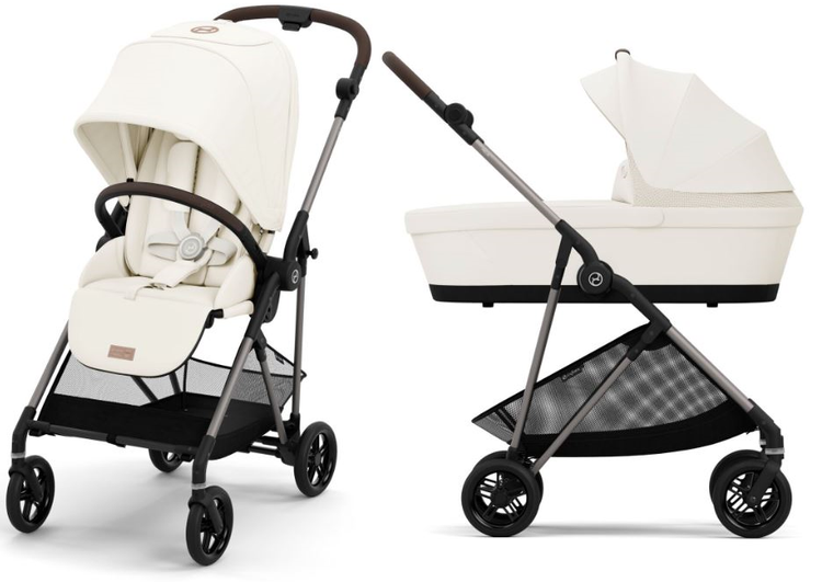 Cybex Melio Cotton White / Taupe Bērnu rati 2in1