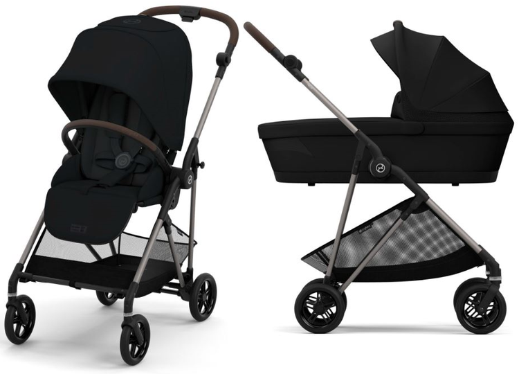 Cybex Melio Moon Black / Taupe Bērnu rati 2in1