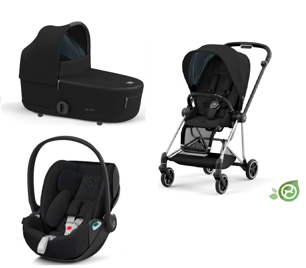 Cybex Mios 3.0 + Cloud Z2 i-Size Eco Onyx Black + Chrome Black frame Bērnu rati 3in1