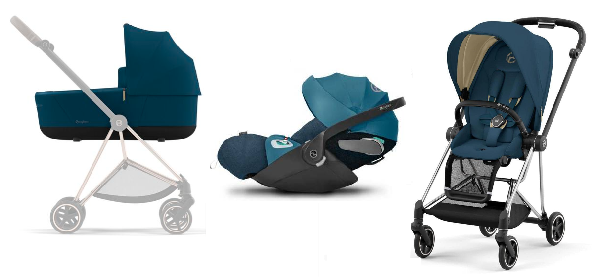 Cybex Mios 3.0 + Cloud Z2 i-Size Mountain Blue + Chrome black frame Bērnu rati 3in1