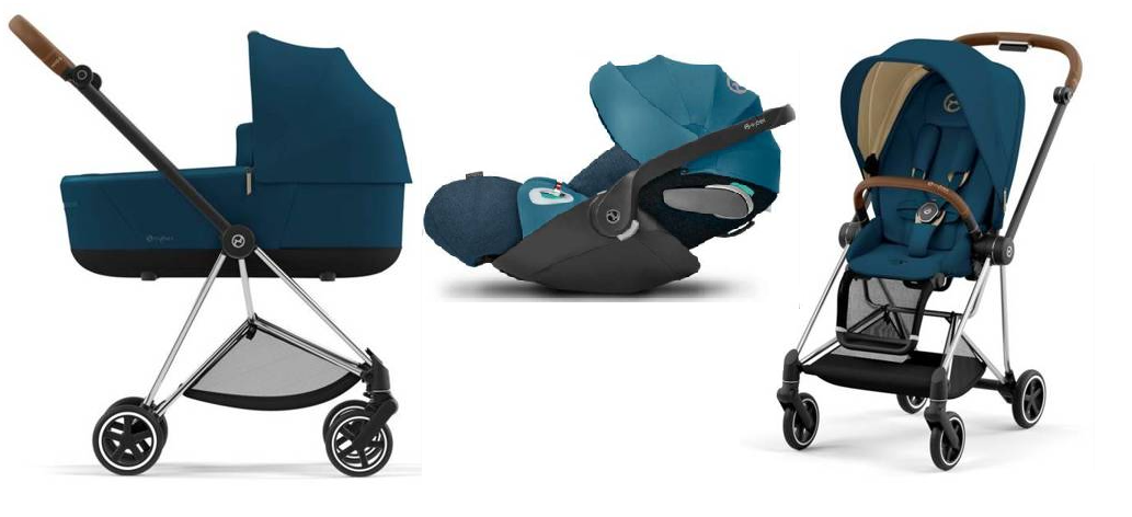 Cybex Mios 3.0 + Cloud Z2 i-Size Mountain Blue + Chrome brown frame Bērnu rati 3in1