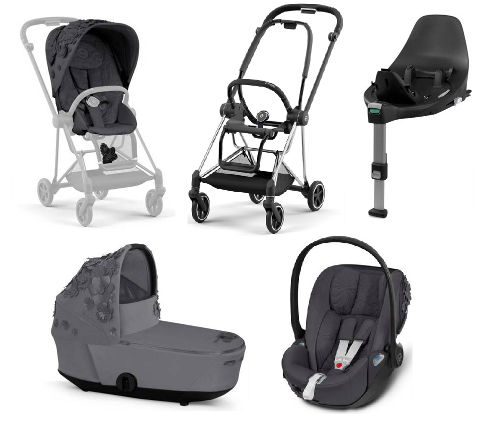 Cybex Mios 3.0 Dream Grey Simply Flowers + Cloud Z I-Size + Chrome Black frame Детская коляска 4in1