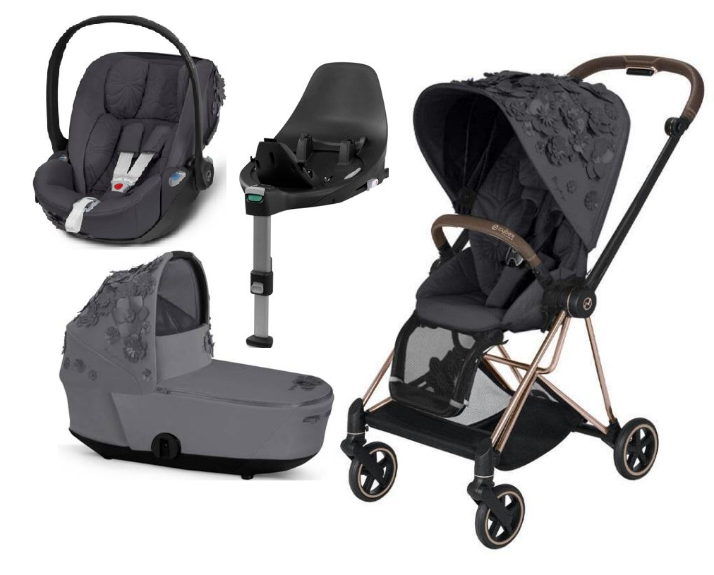 Cybex Mios 3.0 Dream Grey Simply Flowers + Cloud Z I-Size + Rose gold frame Детская коляска 4in1