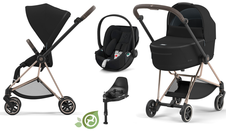 Cybex Mios 3.0 Eco Onyx Black + Cloud Z2 I-Size + Rose gold frame Детская коляска 4in1