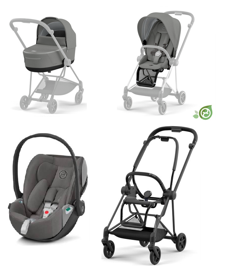 Cybex Mios 3.0 Eco Pearl Grey + Cloud Z2 i-Size + Matt Black frame Детская коляска 3in1