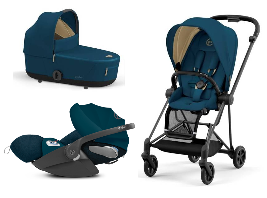 Cybex Mios 3.0 Mountain Blue Plus + Cloud Z I-Size + Matt Black frame Bērnu rati 3in1