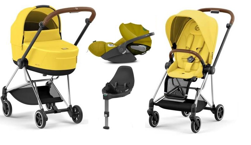 Cybex Mios 3.0 Mustard Yellow + Cloud Z I-Size + Chrome Brown frame Bērnu rati 4in1