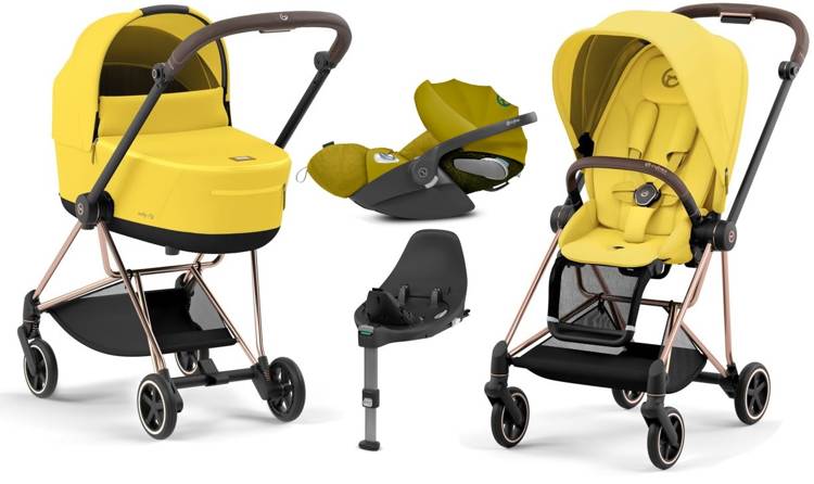 Cybex Mios 3.0 Mustard Yellow + Cloud Z I-Size + Rose gold frame Детская коляска 4in1