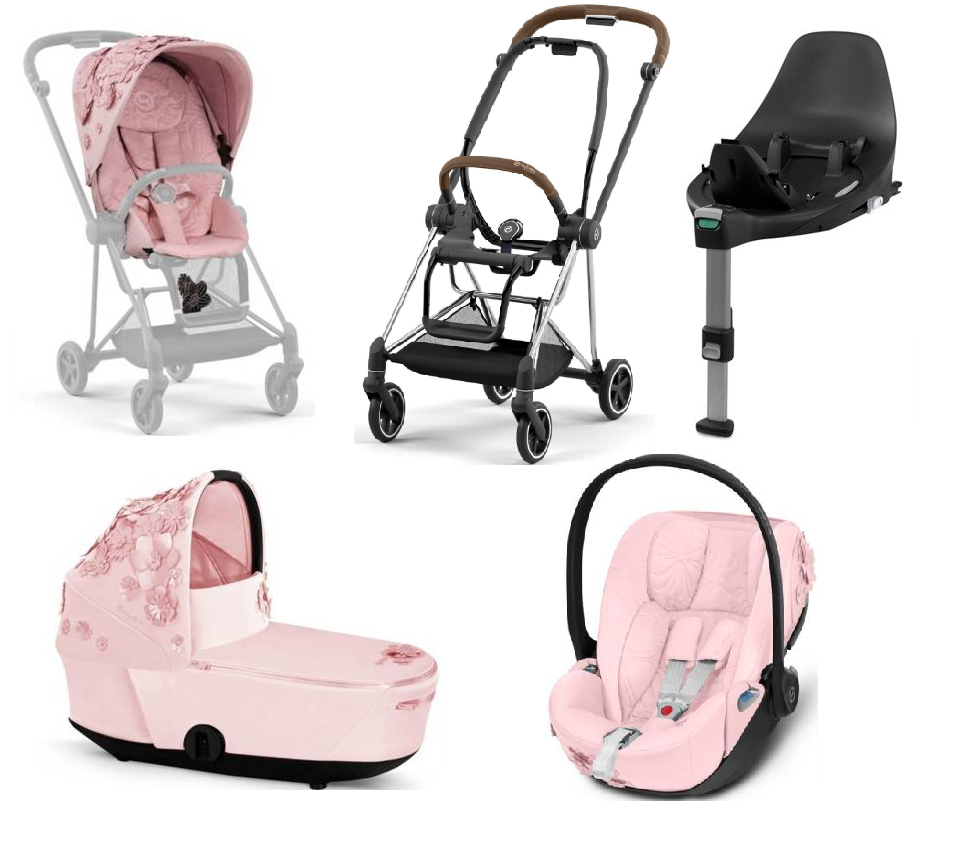 Cybex Mios 3.0 Pale Blush Simply Flowers + Cloud Z I-Size + Chrome Brown frame Bērnu rati 4in1