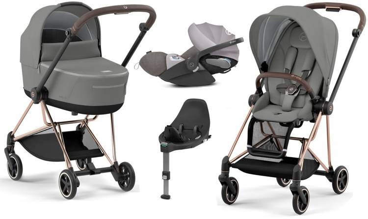 Cybex Mios 3.0 Soho Grey + Cloud Z I-Size + Rose gold frame Bērnu rati 4in1