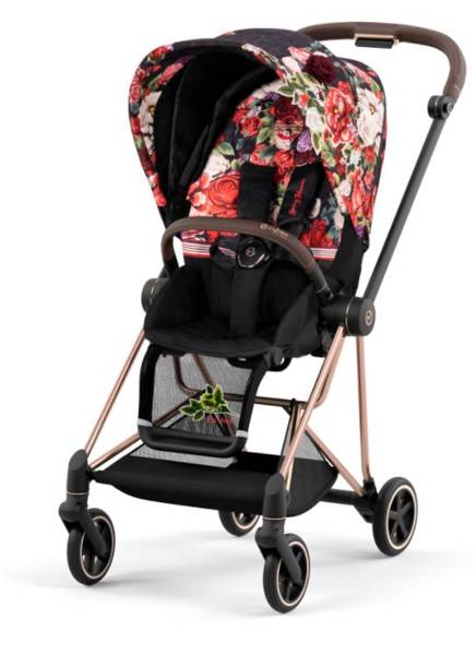 Cybex Mios 3.0 Spring Blossom Dark + Cloud Z I-Size + Chrome Brown frame Bērnu rati 3in1