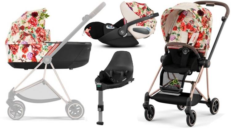 Cybex Mios 3.0 Spring Blossom Light + Cloud Z I-Size + Rose gold frame Детская коляска 4in1