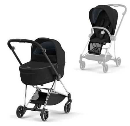 Cybex Mios Deep Black + Chrome Black Frame Bērnu rati 2in1