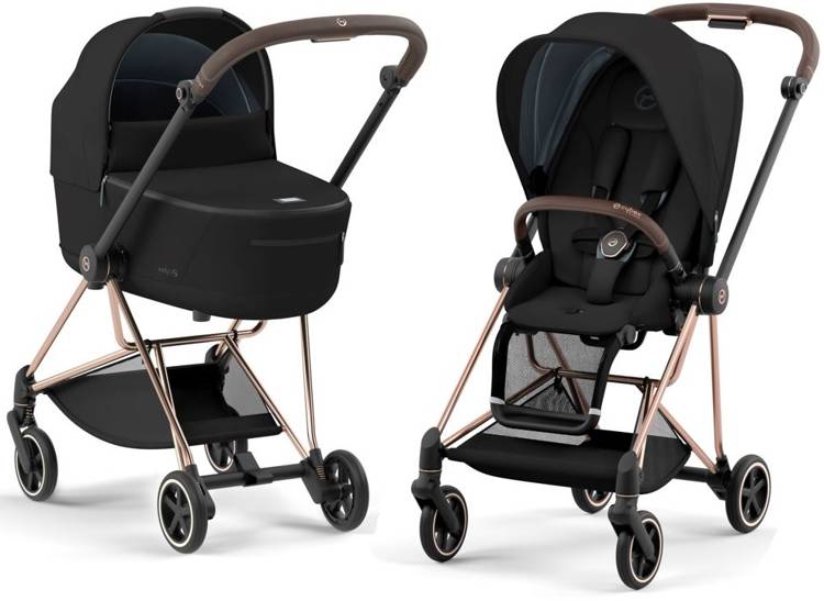 Cybex Mios Deep Black + Rose gold Frame Bērnu rati 2in1