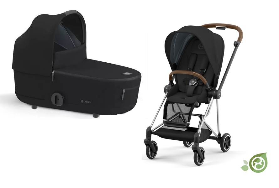 Cybex Mios Eco Onyx Black + Chrome Brown Frame Bērnu rati 2in1