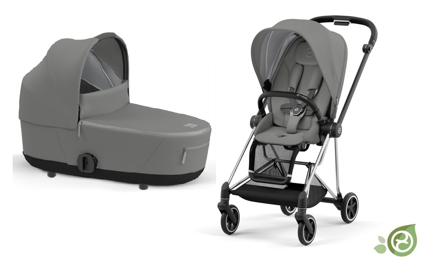 Cybex Mios Eco Pearl Grey + Chrome Black Frame Bērnu rati 2in1