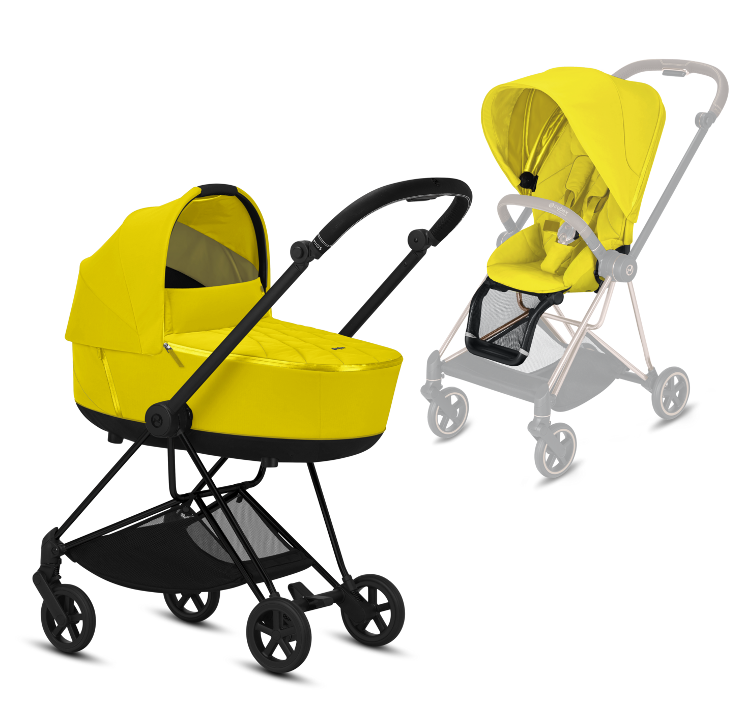 Cybex Mios Mustard Yellow + Matt Black Frame Bērnu rati 2in1