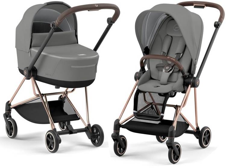 Cybex Mios Soho Grey + Rose gold Frame Bērnu rati 2in1