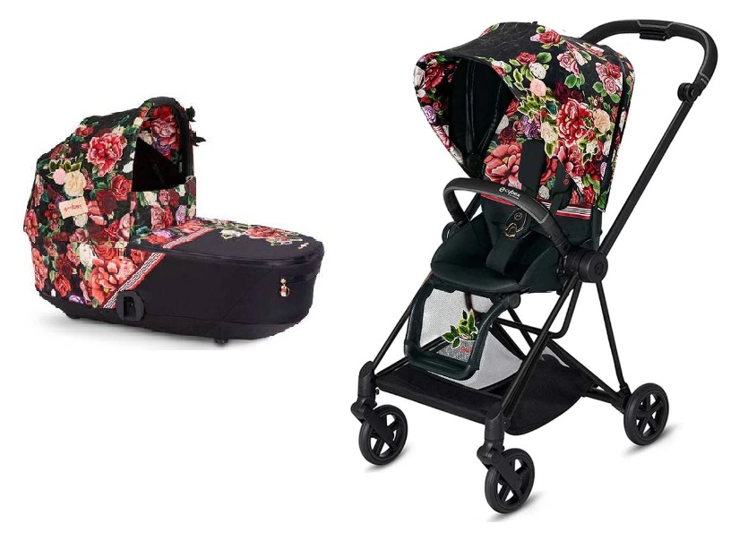 Cybex Mios Spring Blossom Dark + Matt Black Frame Bērnu rati 2in1