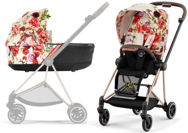 Cybex Mios Spring Blossom Light + Rose gold Frame Bērnu rati 2in1