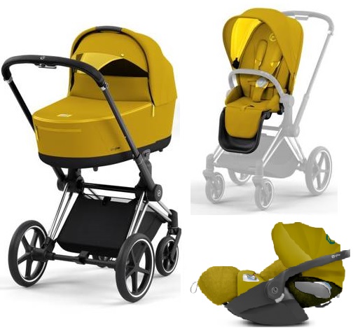 Cybex Priam 4.0 + Cloud Z I-size Chrome black frame Mustard Yellow Bērnu rati 3in1