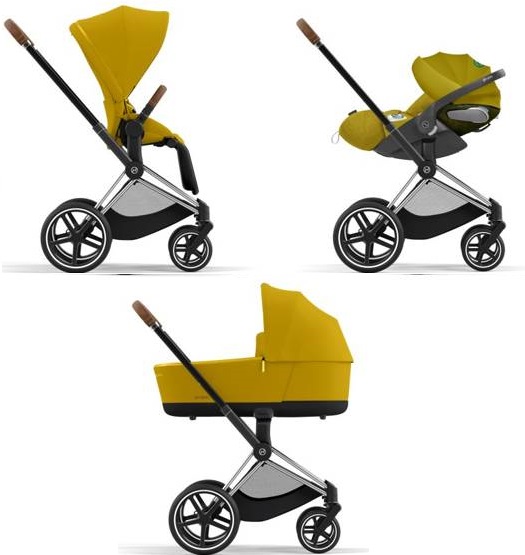 Cybex Priam 4.0 + Cloud Z I-size Chrome brown frame Mustard Yellow Bērnu rati 3in1