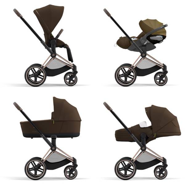 Cybex Priam 4.0 + Cloud Z I-size Gold rose frame Khaki Brown Детская коляска 3in1