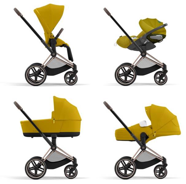 Cybex Priam 4.0 + Cloud Z I-size Gold rose frame Mustard Yellow Детская коляска 3in1