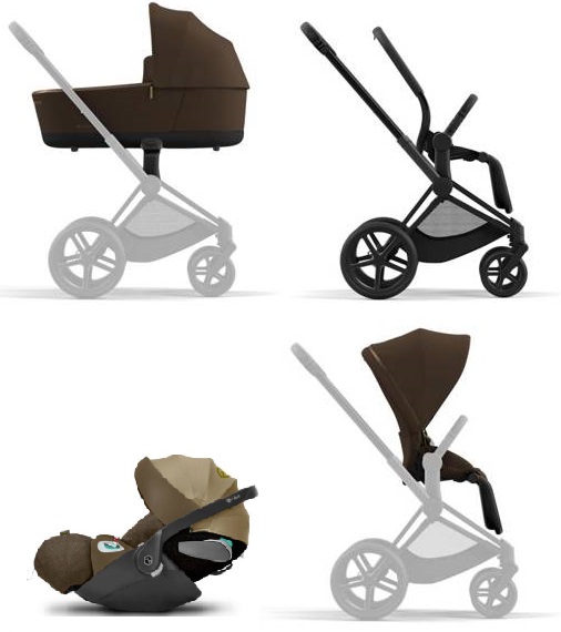 Cybex Priam 4.0 + Cloud Z I-size Matt black frame Khaki Brown Bērnu rati 3in1