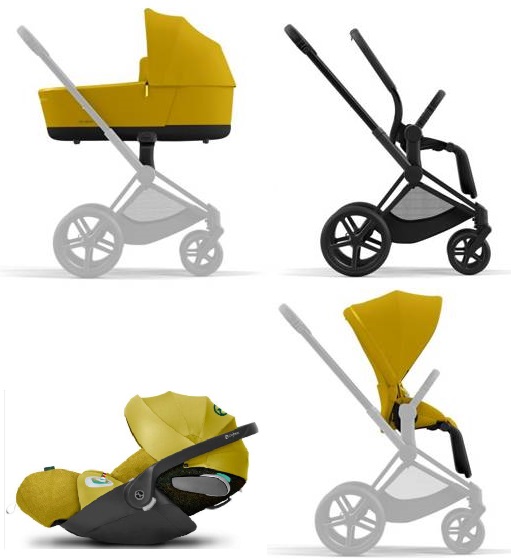 Cybex Priam 4.0 + Cloud Z I-size Matt black frame Mustard Yellow Детская коляска 3in1