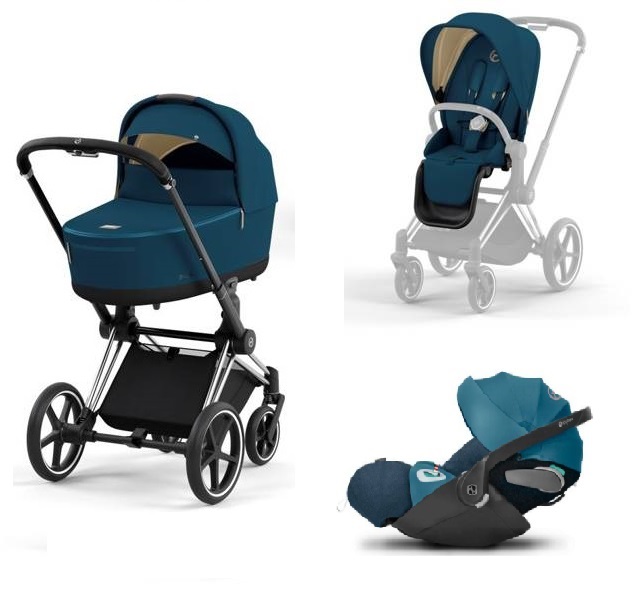 Cybex Priam 4.0 + Cloud Z2 I-size Chrome black frame Mountain Blue Детская коляска 3in1