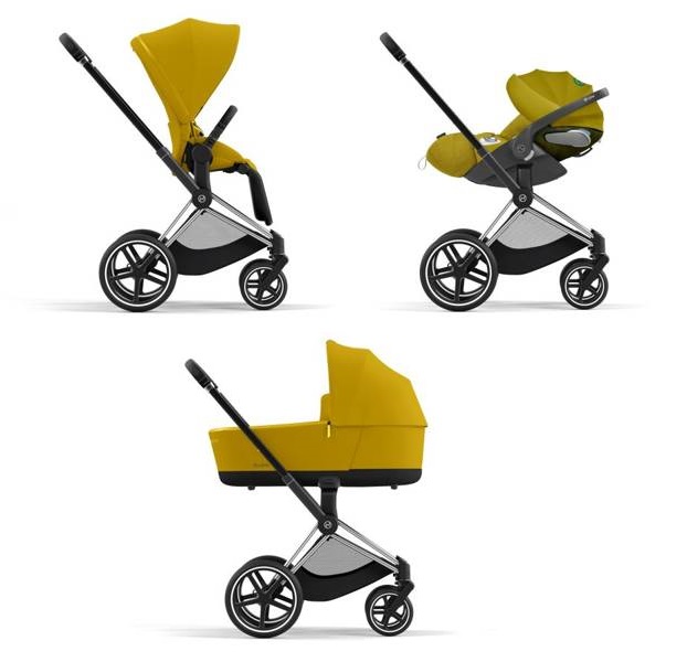 Cybex Priam 4.0 + Cloud Z2 I-size Chrome black frame Mustard Yellow Bērnu rati 3in1