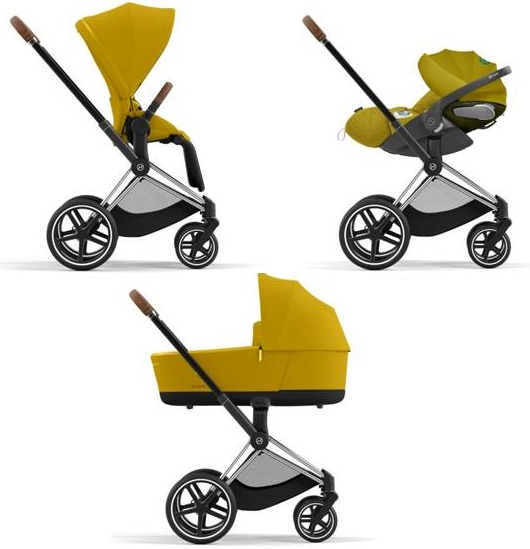 Cybex Priam 4.0 + Cloud Z2 I-size Chrome brown frame Mustard Yellow Детская коляска 3in1