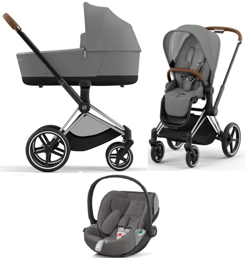 Cybex Priam 4.0 + Cloud Z2 I-size Chrome brown frame Soho Grey Детская коляска 3in1