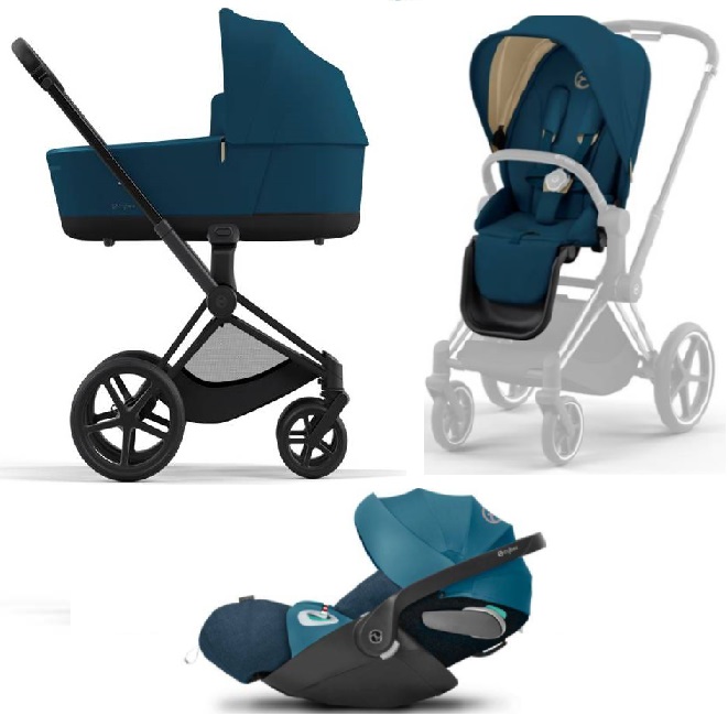 Cybex Priam 4.0 + Cloud Z2 I-size Matt black frame Mountain Blue Детская коляска 3in1