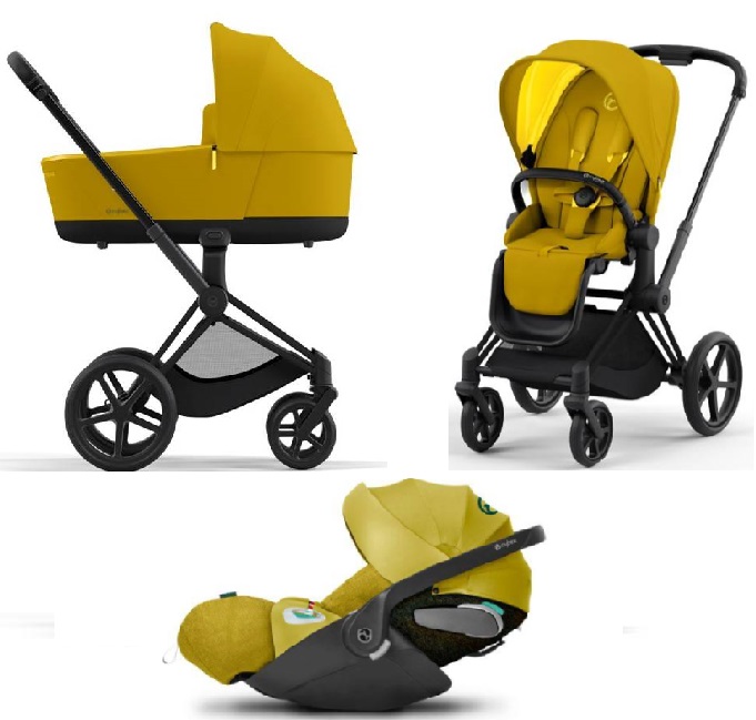 Cybex Priam 4.0 + Cloud Z2 I-size Matt black frame Mustard Yellow Детская коляска 3in1