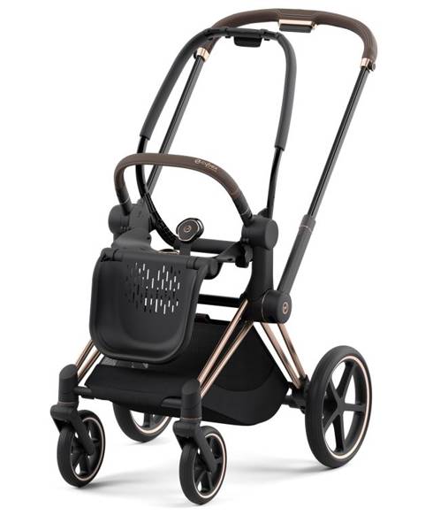 Cybex Priam 4.0 Deep Black + Gold rose frame Pastaigu rati