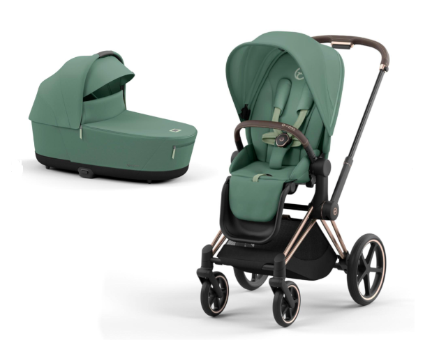 Cybex Priam 4.0 Leaf Green Rose Gold frame Bērnu rati 2in1