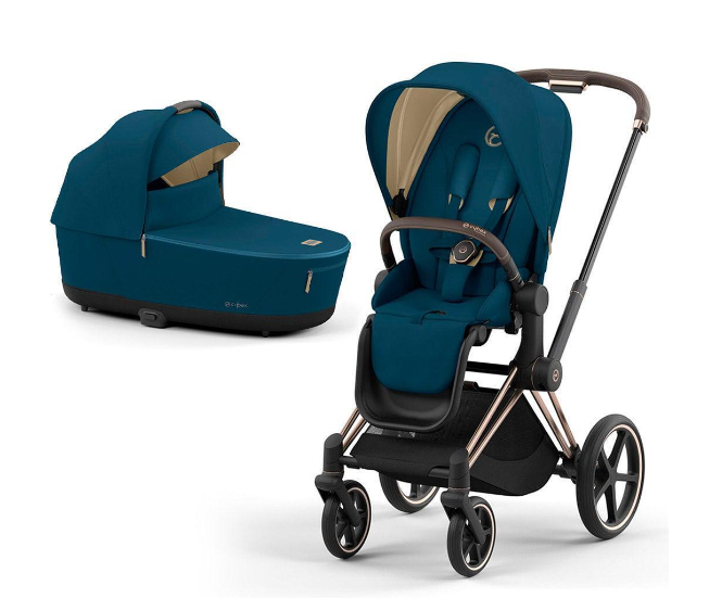 Cybex Priam 4.0 Mountain Blue Rose Gold frame Bērnu rati 2in1