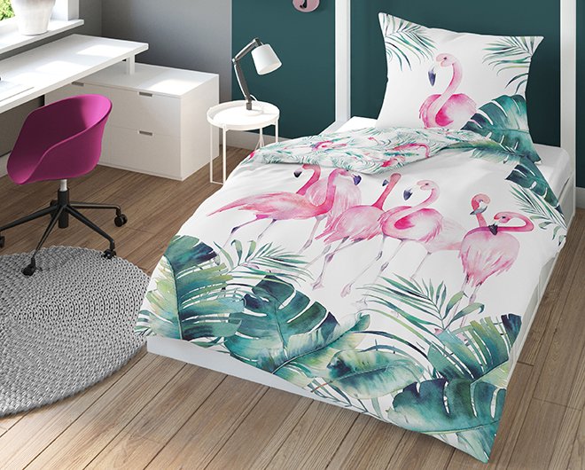 Detexpol Flamingo Paradise gultas veļas komplekts no 2 daļām 160x200