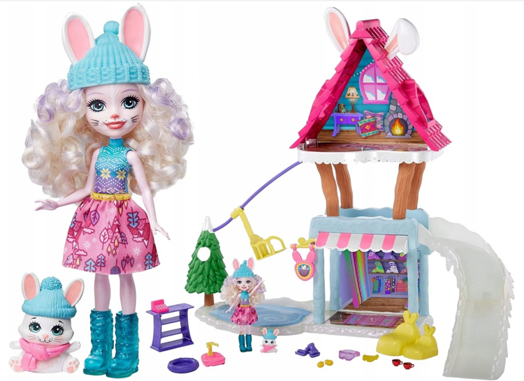 Enchantimals Hoppin’ Ski Chalet Bevy Bunny Lelle-zaķis