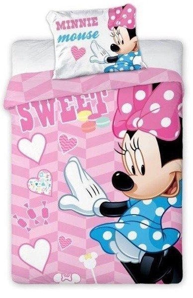 Faro Sweet Minnie Kokvilnas gultas veļas komplekts no 2 daļām 100x135 + sega un spilvens