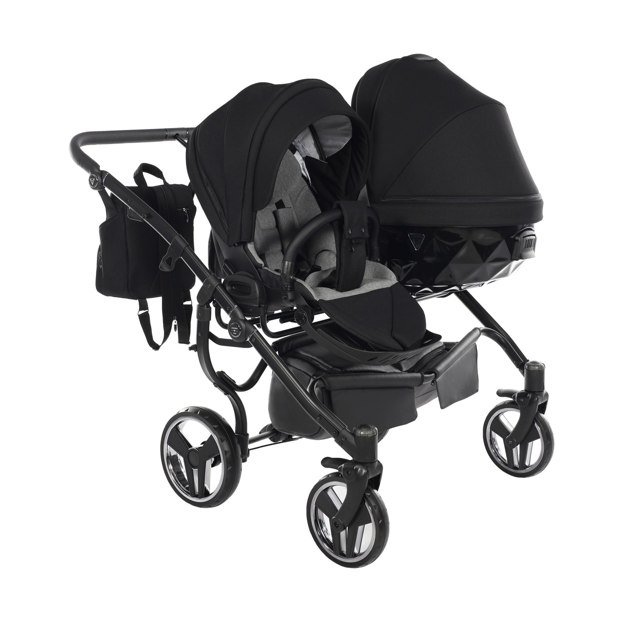 Junama Basic Duo 01 Black Dvīņu rati 2in1